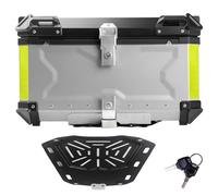 Baúl de Moto 36L Negro Plata Top Case Moto Maletero de Scooter para Casco,Baúl Aluminio para Moto,Caja Moto con Cerradura de Seguridad,45/55/65/80/100 L(Plata,100 L)