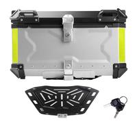 Baúl de Moto 36L Negro Plata Top Case Moto Maletero de Scooter para Casco,Baúl Aluminio para Moto,Caja Moto con Cerradura de Seguridad,45/55/65/80/100 L(Plata,80 L)