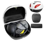 Baúl de Moto,42L Maleta Motocicleta Top Case para Moto,Baúl Trasero de Moto Blanca,Caja de Moto para 1 Cascos,Equipaje Grande con Respaldo y Placa de Montaje(Red)