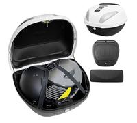 Baúl de Moto,42L Maleta Motocicleta Top Case para Moto,Baúl Trasero de Moto Blanca,Caja de Moto para 1 Cascos,Equipaje Grande con Respaldo y Placa de Montaje(Blanco)