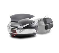 BAÚL DE MOTO SCOOTER SOMBRA SH48 TITANIO CON CUBIERTA DE CARBONO + RESPALDO
