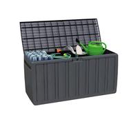 Baúl Exterior de Resina Gris | GH91 | Arcón Exterior para Jardín, Terraza o Balcón | Baúl Impermeable | Baúl para Objetos y Juguetes | 270 litros | 117x45,5x57cm