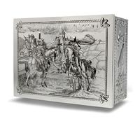 Baúl grande con diseño de caballeros medievales - Tarro para galletas - Dimensiones: (largo x ancho x alto): 31,0 x 23,2 x 13,2 cm - Volumen aprox. 9,5 L