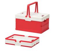 Baul Jardin Caja Almacenaje Plastico Caja de Almacenamiento Plegable de Plástico Adecuada for EI Hogar la Oficina EI Camping Contenedor de Almacenamiento Multiusos(Red)