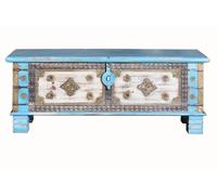 Baúl madera de mango en azul envejecido azul.giner y colomer 45x40x116