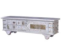 Baúl madera de mango en blanco envejecido 45x145x40