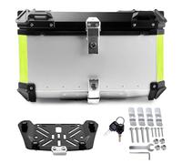 Baul Moto,28 L a 100 L Baúl de Aluminio para Moto,Maleta para Casco,Maletero Trasero Moto Scooter Top Case Plata/Negro,Baul para motocycletas Caja Moto(Plata,80 L)