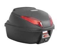 Baul moto 35 lit Carbono respaldo capacidad un casco con parilla y anclajes