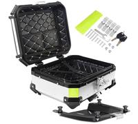 Baúl Moto Maleta 28 L Motocicleta,Equipaje Caja de Moto,Top Case de Scooter Impermeable,Baúl de Aluminio para Maletero de Motocicleta,Maletero Moto con Cerradura de Seguridad(Plata)