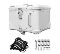 Baul Moto Maletero de Scooter para 1 Casco,Baúl de Moto de Aluminio 40L 45L,Top Case Maleta Moto,Caja de la Cola de la Motocicleta Impermeable Negro,Blanca(Blanca,40 L)