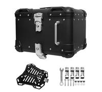 Baul Moto Maletero de Scooter para 1 Casco,Baúl de Moto de Aluminio 40L 45L,Top Case Maleta Moto,Caja de la Cola de la Motocicleta Impermeable Negro,Blanca(Black,45 L)