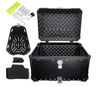 Baúl para Moto 100L 80L 65L Maleta de Motocicleta,Top Case Baúl Trasero de Moto,Maletero de Aluminio Impermeable,Caja para Casco con Respaldo(Black,100 L)