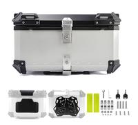 Baúl para Moto,Baúl de Aluminio Moto Top Case Maletero de Motocicleta con Respaldo,Caja Superior de Motocicleta,45/55/65/80/100 L Maleta de Moto,Baúl Trasero Moto(Plata,65 L)