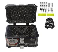 Baúl para Moto Negro,Baúl Superior Motocicleta 65L 55L 45L Top Case de Aluminio,Baúl Trasero Maleta para Casco,Maletero rígido para Moto,baul Moto con Cerradura Blanco(Black,65 L)