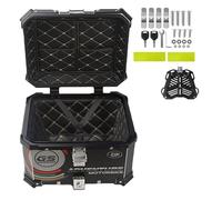 Baúl para Moto Negro,Baúl Superior Motocicleta 65L 55L 45L Top Case de Aluminio,Baúl Trasero Maleta para Casco,Maletero rígido para Moto,baul Moto con Cerradura Blanco(Black,55 L)