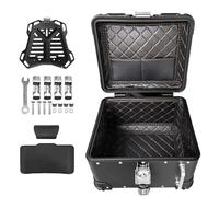 Baúl Superior de Aluminio,Baúl de Moto 40L 45L,Top Case para Moto,Baúl Trasero para Scooter,Maleta Moto Maletero para Motocicleta con Cerradura y Respaldo(Black,45 L)