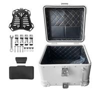 Baúl Superior de Aluminio,Baúl de Moto 40L 45L,Top Case para Moto,Baúl Trasero para Scooter,Maleta Moto Maletero para Motocicleta con Cerradura y Respaldo(Blanca,40 L)