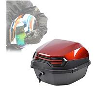 Baúl Superior Universal for Motocicleta de 35 L, 39 x 39 x 29 cm, ABS+PP, Caja de Almacenamiento rígida con Cerradura for 2 Cascos, Compatible con Scooter (1 Unidad)(Wine Red)
