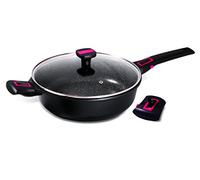 BAUMALU 383604 cazuela con Tapa Granito Pro, Aluminio Forjado, Negro, 28 cm