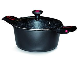 BAUMALU 383606 - Olla con Tapa (Granito Pro, Aluminio Forjado, Negro, 28 cm