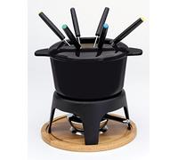 Baumalu 385051 - Juego de fondue (fundición, 6 servicios), sin soporte de madera, color negro