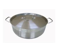 BAUMALU, Olla de cocción lenta con tapa, acero inoxidable de calidad profesional, acabado cepillado, asas remachadas robustas, cocción homogénea y sin enganches, 36 cm