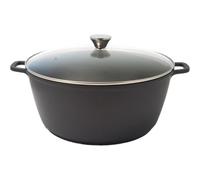 Baumalu Cazuela Alta 36 Cm, 13,4 L, Aluminio Colado Con Interior Cerámico Antiadherente Sin Pfas Y Tapa De Vidrio, Apta Horno Hasta 240 °c Sin Tapa Y 180 °c Con Tapa, Negra