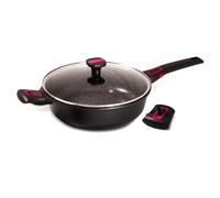 Baumalu, Granit Pro - Sartén con tapa de cristal, 28 cm, revestimiento cerámico antiadherente, no deformable, compatible con cocinas de gas, inducción y eléctrica, color negro