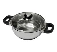 Baumalu Olla Alta De Acero Inoxidable 24 Cm Con Tapa De Vidrio Y Orificio De Vapor, Asas De Baquelita Antideslizantes, Apta Para Inducción Y Apta Lavavajillas