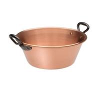 Baumalu Sartén/baño Para Mermeladas De Cobre 26 Cm, Espesor 1,7 Mm, Bordes Enrollados Y Asas De Hierro Fundido Remachadas, Interior Cepillado/pulido
