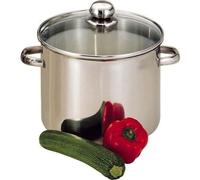 Baumalu Traiteur Olla Alta De Acero Inoxidable 28 Cm Con Tapa De Cristal, 13,5 L, Base Triple Para Inducción, Acabado Pulido Espejo