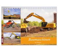 Baumaschinen im Einsatz (Tischkalender 2026 DIN A5 quer), CALVENDO Monatskalender: Kran,Bagger,Walze,Raupe und LKWs auf einer Großbaustelle