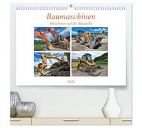 Baumaschinen - Maschinen auf der Baustelle (hochwertiger Premium Wandkalender 2026 DIN A2 quer), Kunstdruck in Hochglanz: Sie sehen Bilder von Baumaschinen an ihrem Arbeitsplatz