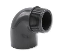 Baumaxxe Codo PVC reductor 90° con manguito encolar I 50 mm a rosca macho 1 1/2 I PVC-U PN16 I para fontanería y tubería de piscina I bm208