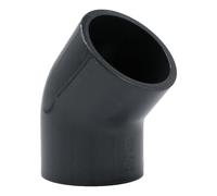 Baumaxxe Codo PVC-U 45° I Accesorio de presión PN16 con 2 manguitos para encolar I 50 mm 1 1/2" gris I Piscina riego estanque fontanería drenaje I bm071