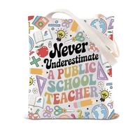 BAUNA Bolsa de lona para proteger la educación pública, regalo de agradecimiento al profesor, mejor bolsa de lona para profesores, regalo para educadores, Bolsa para profesor escolar, 35*40cm
