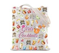 BAUNA Bolsa de viaje de fin de semana para niñas, kit de resaca para cócteles, sorbos, bolsa de compras reutilizable, regalo de boda y fin de semana, Bolsa de cóctel, 35*40cm