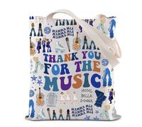 BAUNA Dancing Queen - Bolsa de mano con texto en inglés "Thank You For The Music", bolsa de compras reutilizable para mamá, regalo para fanáticos de mamá, The Music Tote, 32*37CM