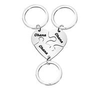 BAUNA Ohana - Juego de 3 llaveros de rompecabezas Ohana Means Family para mamá, hermana, BBF, mejores amigos, regalo para miembros de la familia, 3.0, Acero inoxidable