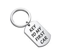 BAUNA Primer regalo de coche para adolescentes Key To My First Car New Driver Gift Licencia de conducir Llavero Regalo Primer Coche Regalo de recuerdo, 4*2.5cm, Metal,