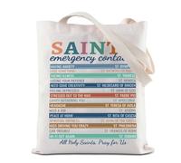 BAUNA Saints - Bolsa de contacto de emergencia espiritual, reutilizable, bolsa de compras religiosa, bolsa de hombro, regalo católico, Bolsa de emergencia Saint, 35*40cm