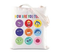BAUNA WDW - Bolsa de mano inspirada en la película de dibujos animados, regalo para amantes del equipo de emociones, regalo de alegría miedo, enojado, disgusto, tristeza, ansiedad, cara de regalo, How