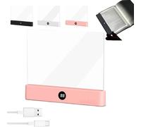BAUNBRHY Smart LED Book Light, Rechargeable LED Clear Full Page Reading Light 3 Colors & Timer, Dimmable Clear Flat Reading Light, Student Reading Lamp Book Light Gifts for Readers Women Men-pink