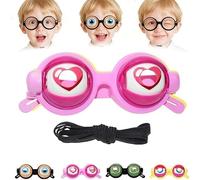 BAUNBRHY Winking Glasses- Funny Glasses with Manual Blink Action, Big Winking Costume Eye Glasses, Moving Eyeglasses for Adults, Kids, Lightweight Novelty Glasses for Shows, Parties & Photos-Pink