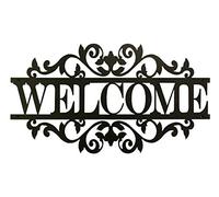 Baupor Señal de bienvenida de 20,3 x 35,5 cm, decoración de porche frontal, carteles de metal, letrero de casa de metal, señal de dirección, placa de número de casa