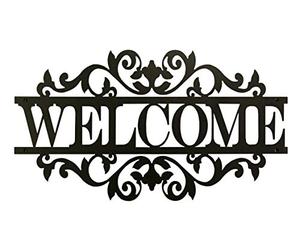 Baupor Señal de bienvenida de 20,3 x 35,5 cm, decoración de porche frontal, carteles de metal, letrero de casa de metal, señal de dirección, placa de número de casa