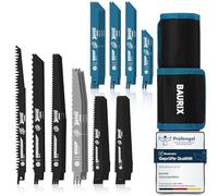 BAURIX 35 hojas de sierra sable juego profesional todo en uno para madera gruesa y cortes de precisión en madera y metal 3 a 24 TPI apto para Bosch, Makita, etc.