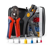 BAURIX® Alicates Hexagonales para Terminales de Cable Con Juego de 2000 Terminales [Para 0,25-6mm²] I Autoajustables para Prensar