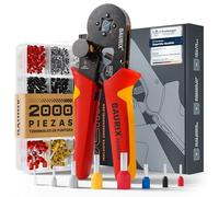 BAURIX® Crimpadora Terminales Eléctricos con Kit de 2000 punteras - Pinzas para punteras con regulador de fuerza [para 0,25-10 mm²] - Crimpadora Terminales autoajustables - Alicates Terminales
