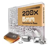 BAURIX® Ojales Metálicos Ø 6 mm 200 Piezas - para lonas y toldos | Ojales de latón con inserto magnético para lonas, toldos, cuero y cortinas - remachadora TALOS aparte.